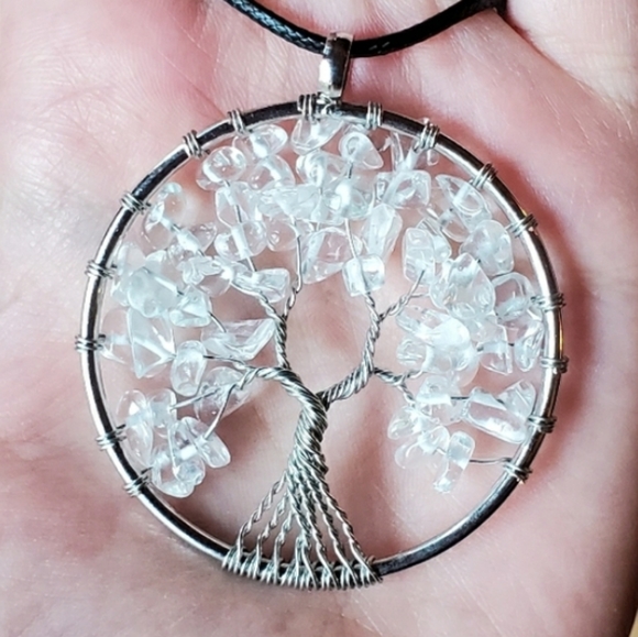NWOT Crystal Silver Tree of Life Necklace - Picture 2 of 6